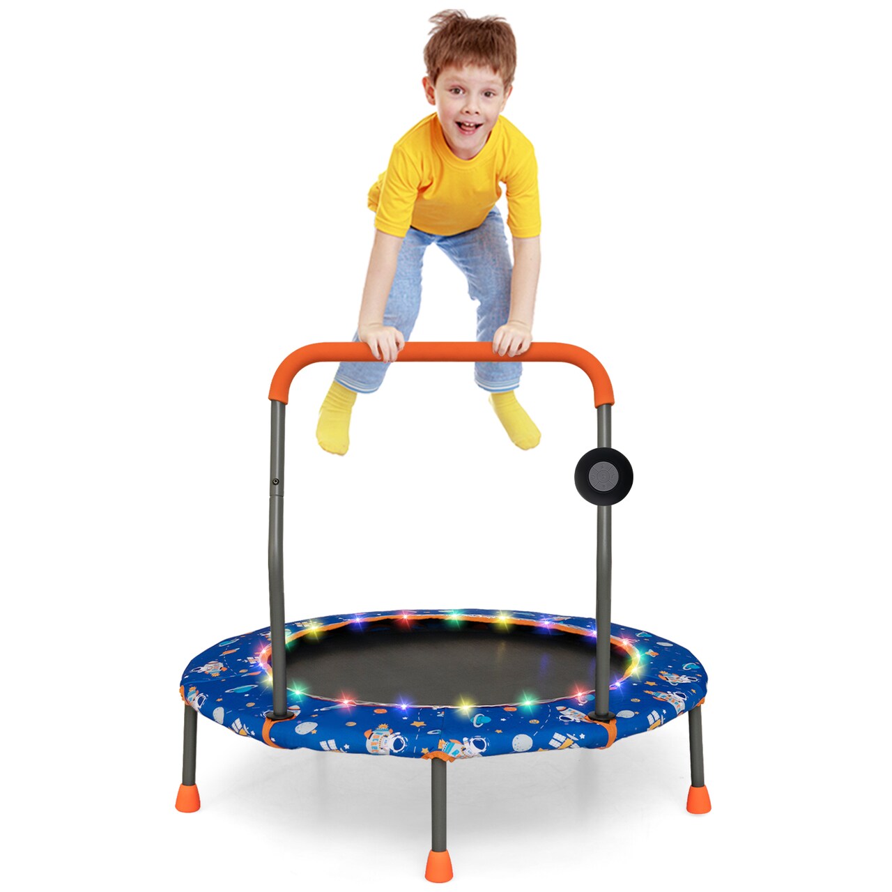 Kids Mini Trampoline with Music Lights Bluetooth Speaker Indoor Toddler Jumping Trampoline